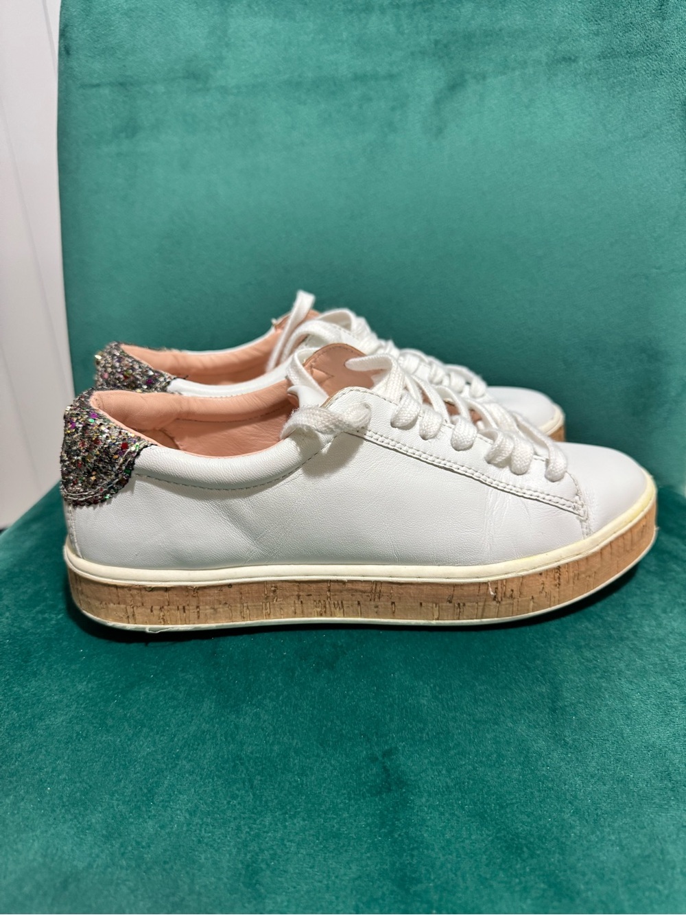 Kate Spade New York White Cork Platform Sneakers Size 7.5